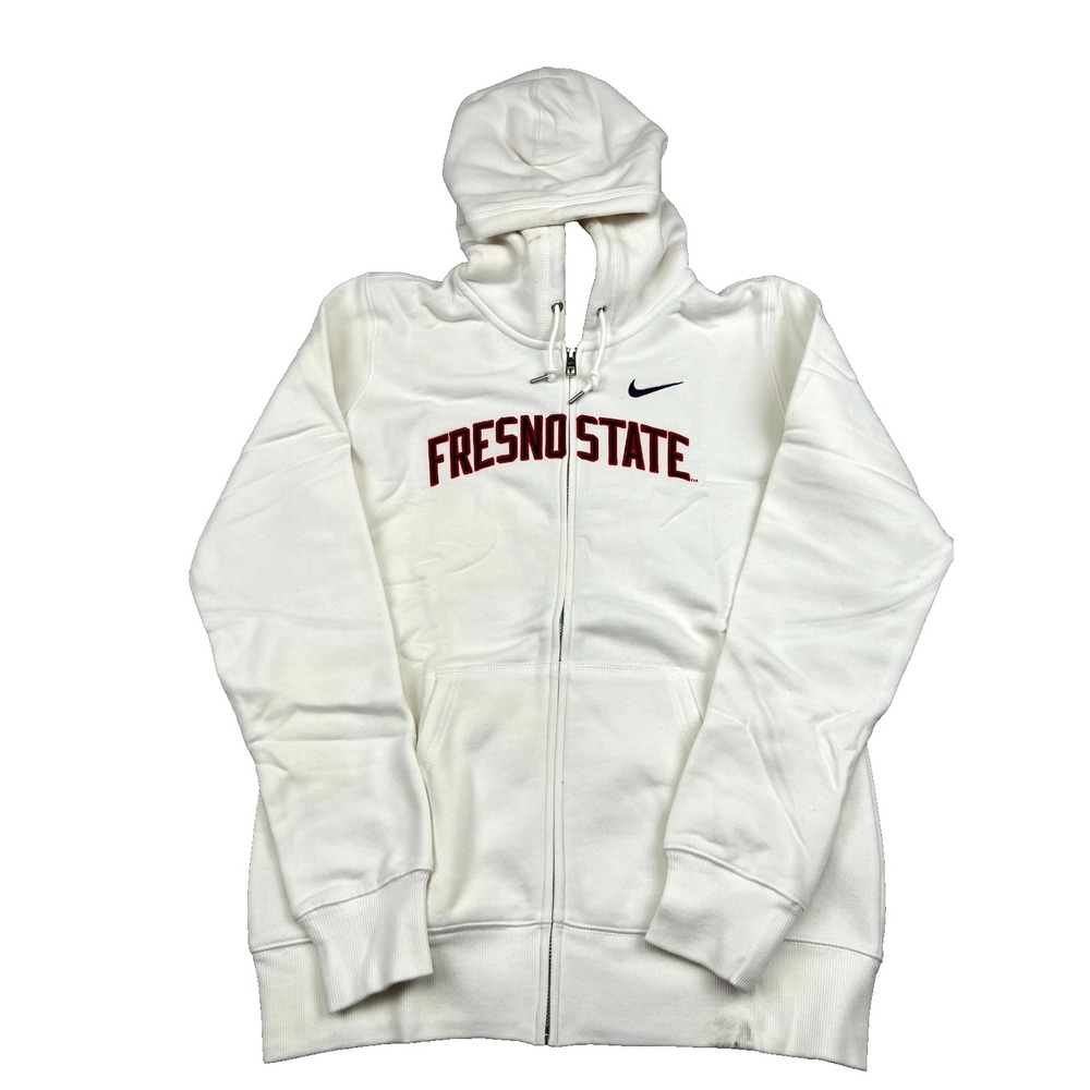 Nike NCAA Fresno State Bulldogs Football Hoodie Womens XL White‎ Swoosh Logo